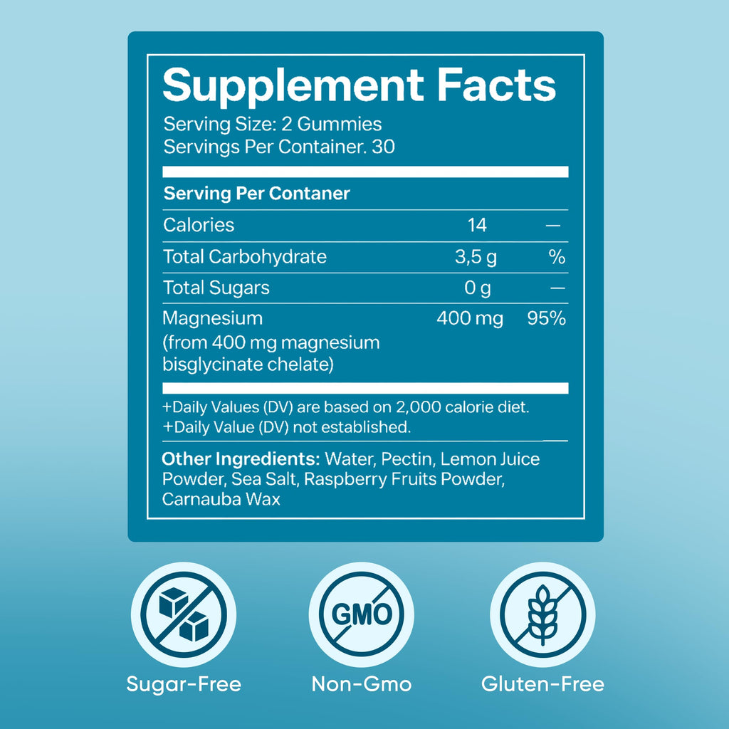 Spnutrition Magnesium Bisglycinate Gummies – 400mg Magnesium Bisglycinate Chelate, with Sea Salt & Raspberry Fruit Powder – Vegan, 60 Gummies