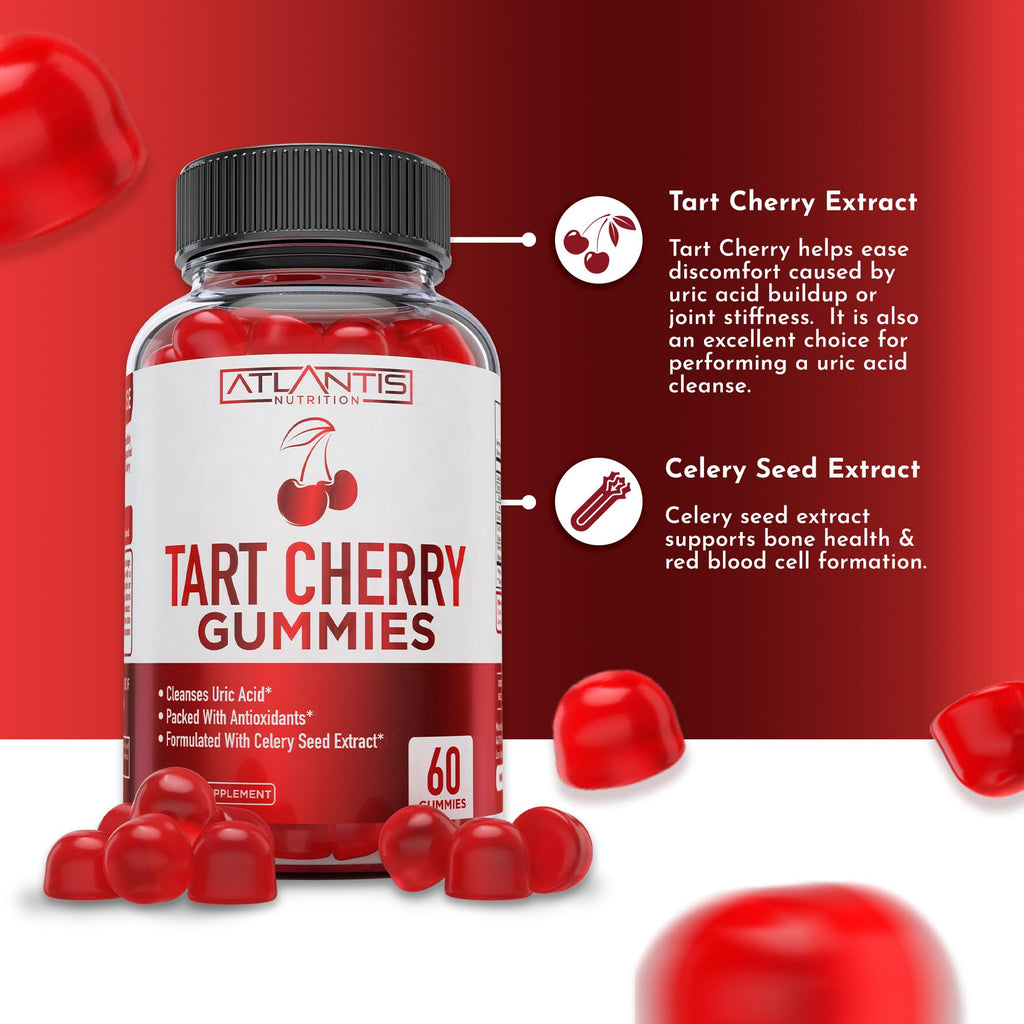 Tart Cherry Gummies with Celery Seed Extract - Advanced Uric Acid Cleanse for Immediate Relief | Joint Relief & Recovery | Powerful Antioxidant with Joint Support - 60 Gummies