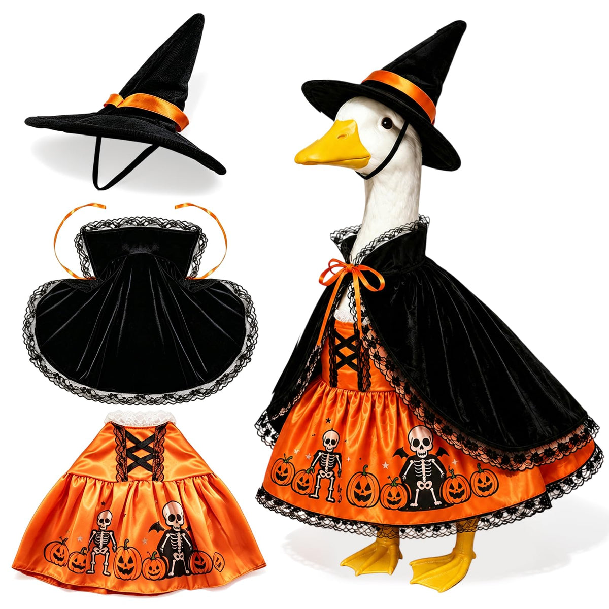 Halloween Porch Goose Outfits 3 Pcs Geese Outfit Outdoor Garden Statue