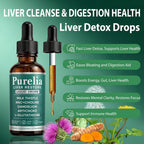 Purelia Liver Restore Drops – Complete Liver Detox Support Supplement with Milk Thistle, Dandelion & L-Glutathione for Liver Cleanse & Digestion Aid Health, 2 Fl Oz (1)