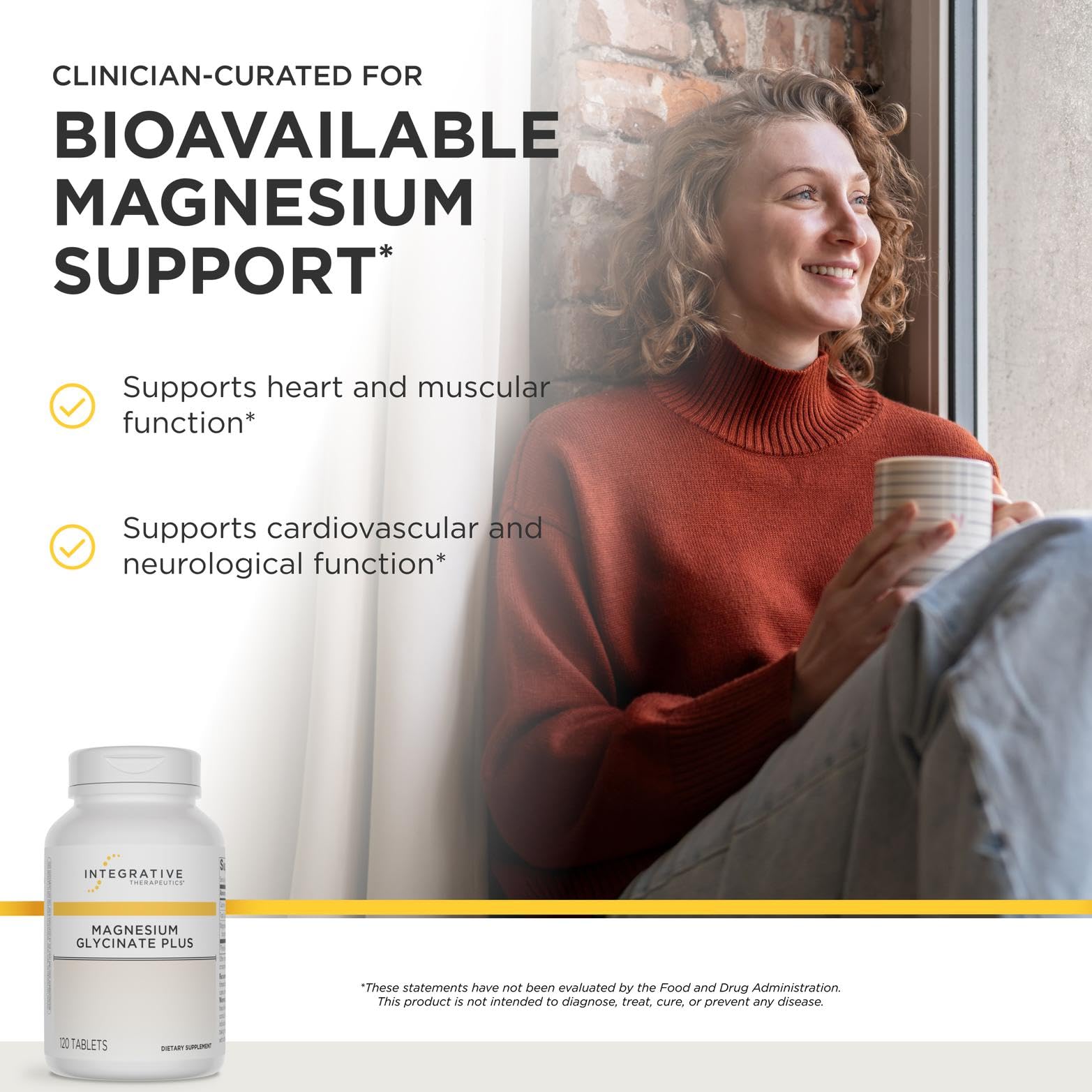 Integrative Therapeutics Magnesium Glycinate Plus - Cardiovascular Support Supplement* - Supports Brain & Muscular Function* - 120 Count (60 Servings)