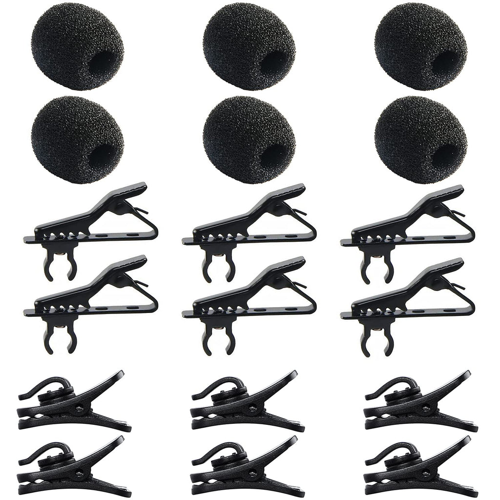 Buy now AUGSUN 18Pcs Lapel Microphone Clips Replacement Kit, 6Pcs Lavalier Mic Clips Metal Tie Clips Lavalier Microphone Clips, 6Pcs Windscreen Foam Cover and 6Pcs Plastic Wire Clips at indiglob india