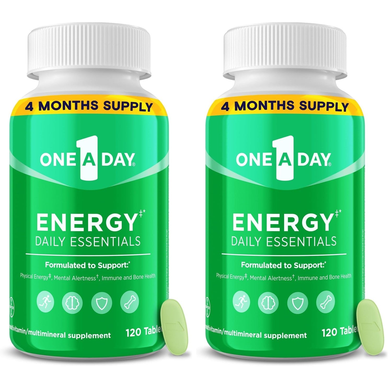 One A Day Energy Daily Essentials Multivitamin, Energy Supplement to Support Mental Alertness and Immune Health with Vitamins A C, D, E, Zinc and Caffeine, 120 Count