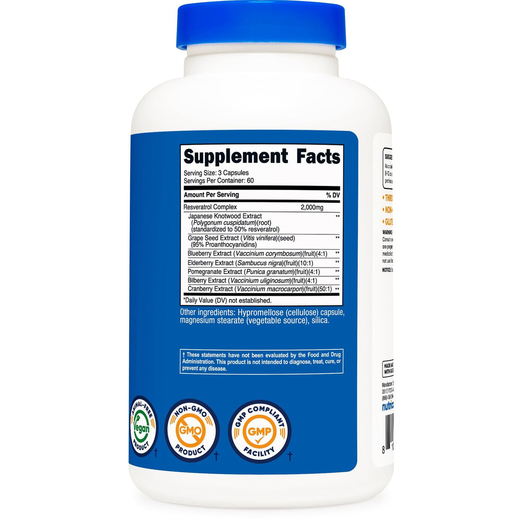 Nutricost Resveratrol Complex (2,000mg) 180 Capsules, Antioxidant Complex