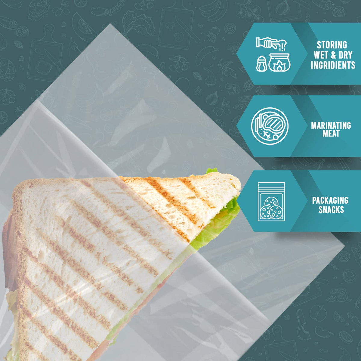 PAMI Fold Top Sandwich Bags,Disposable,No Zipper,Easy Open,For Lunch,200-Pk