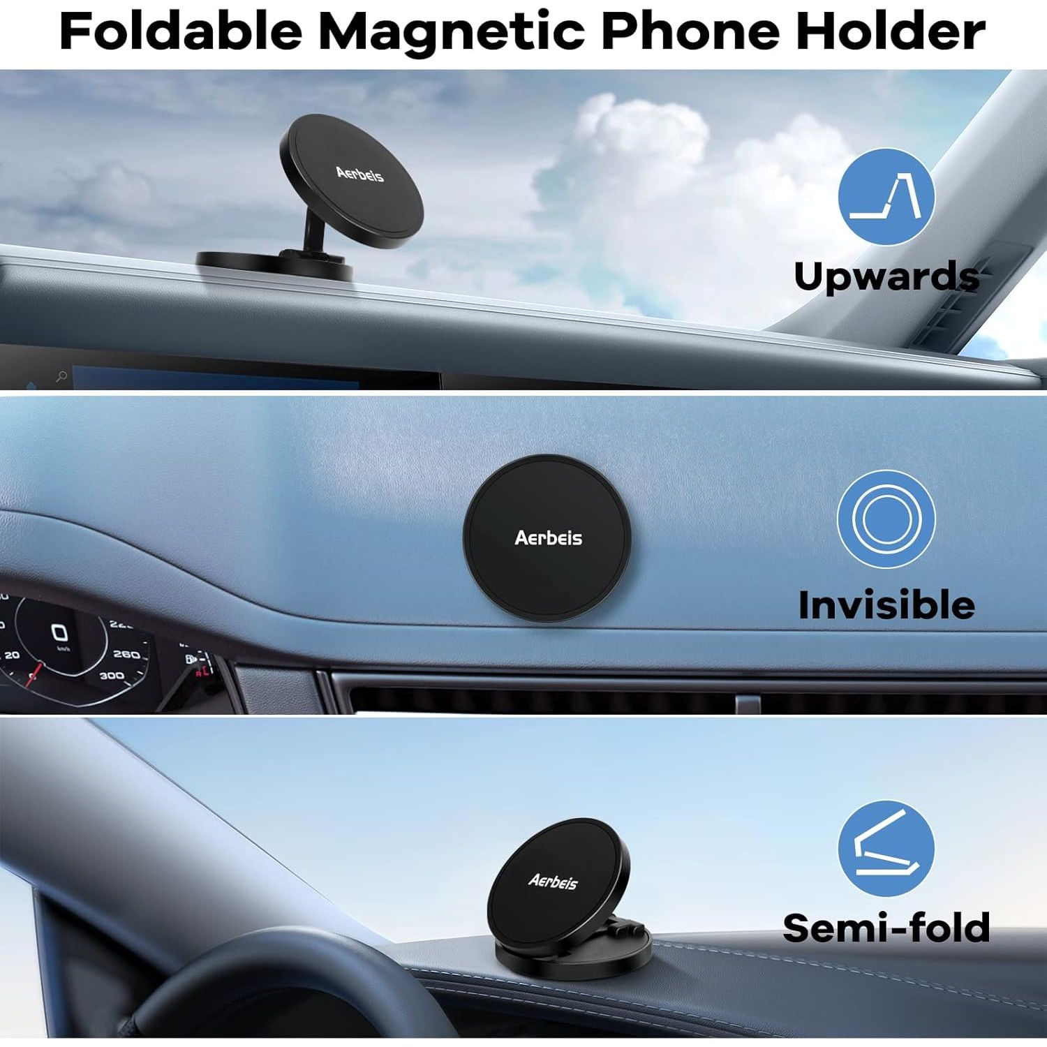Buy now Magnetic Phone Holder for Car - Folding Car Phone Mount Adapter Dual Metal Magnetic Phone Holder Stand for Magsafe iPhone and All Android Smartphones at indiglob india