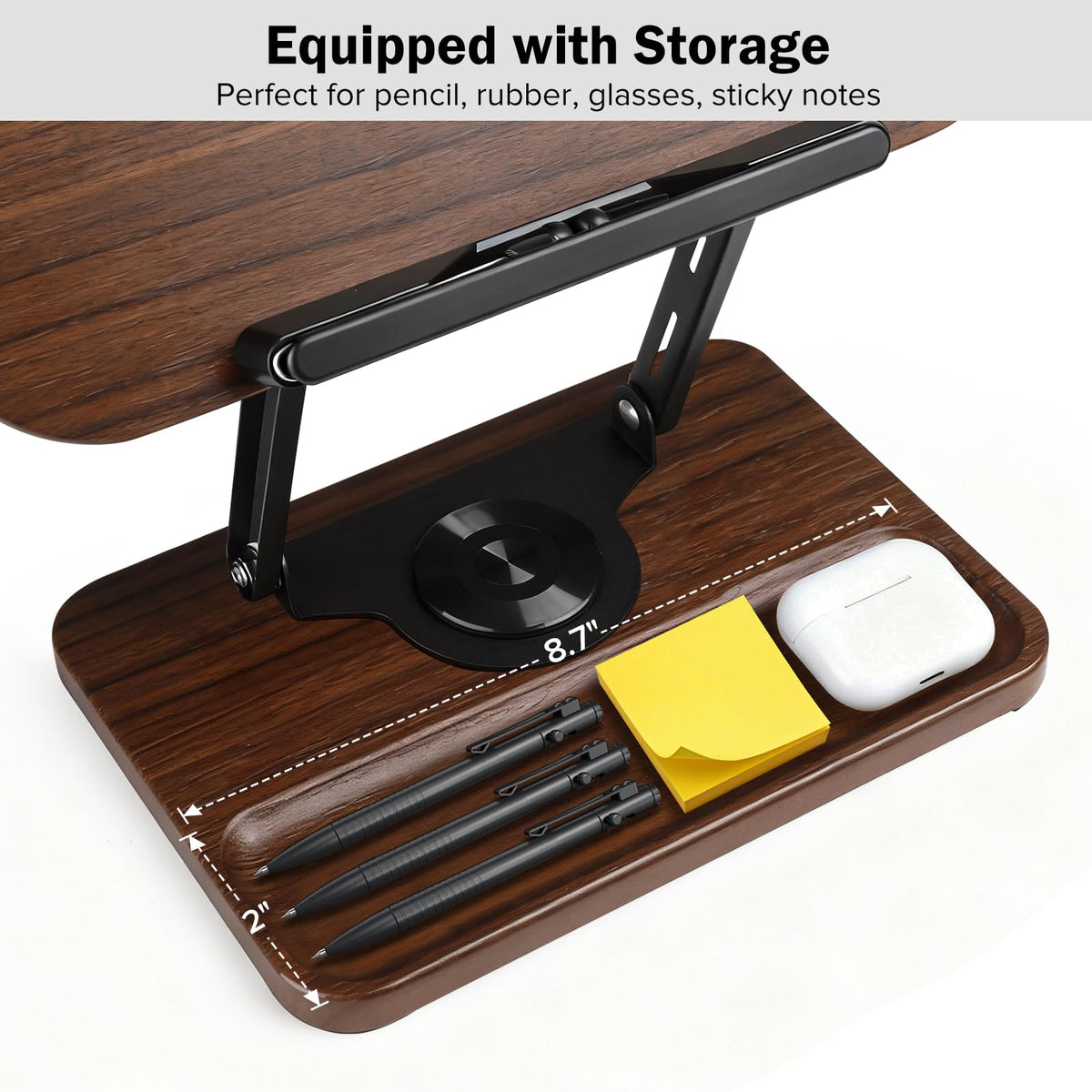 Book Stand with Light & Storage, Book Holders for Reading Hands Free