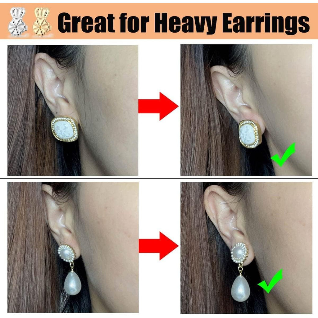 Buy now DELECOE Earring Lifters Hypoallergenic Earring Backs for Droopy Ears Adjustable 14K Gold Plated Secure Backs Repacements for Heavy Studs Droopy Earrings (Gold&Silver) at indiglob india