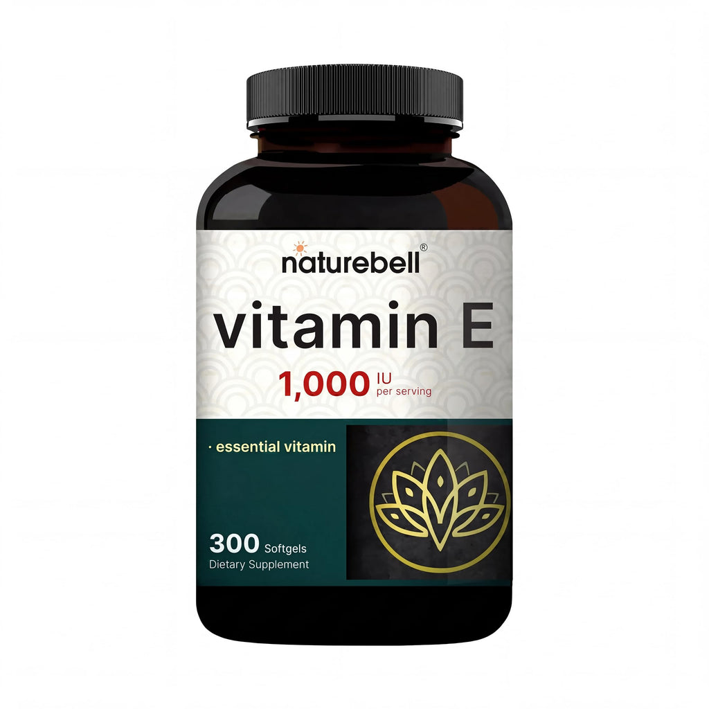 NatureBell Vitamin E 1,000 IU Per Serving - 300 Softgels (5-Month Supply) - 3rd Party Tested Antioxidant Supplement for Skin, Heart & Brain Health Support - High Potency* - Gluten-Free & Non-GMO