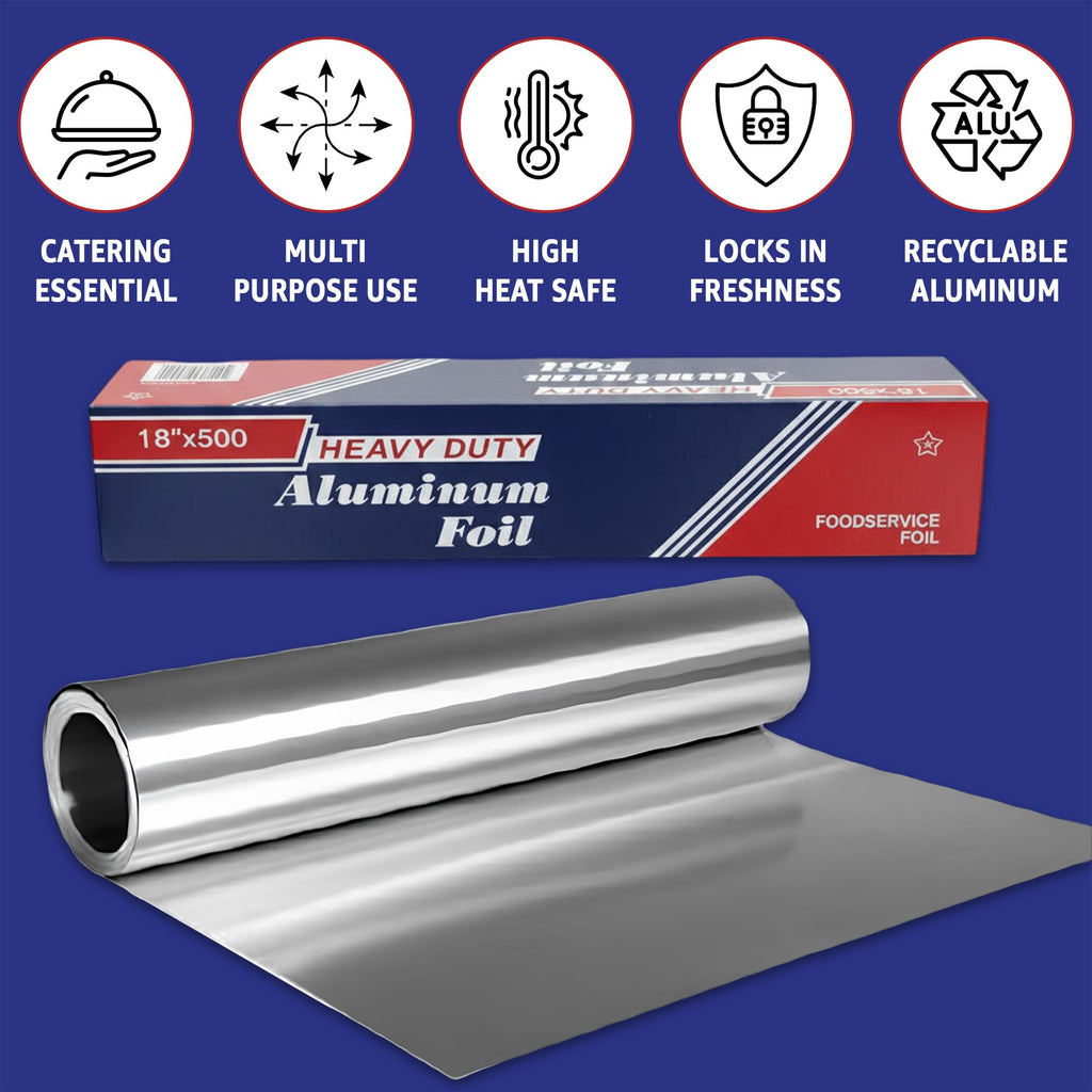 Heavy-Duty Aluminum Foil, Foil Aluminum Roll (18" x 500")