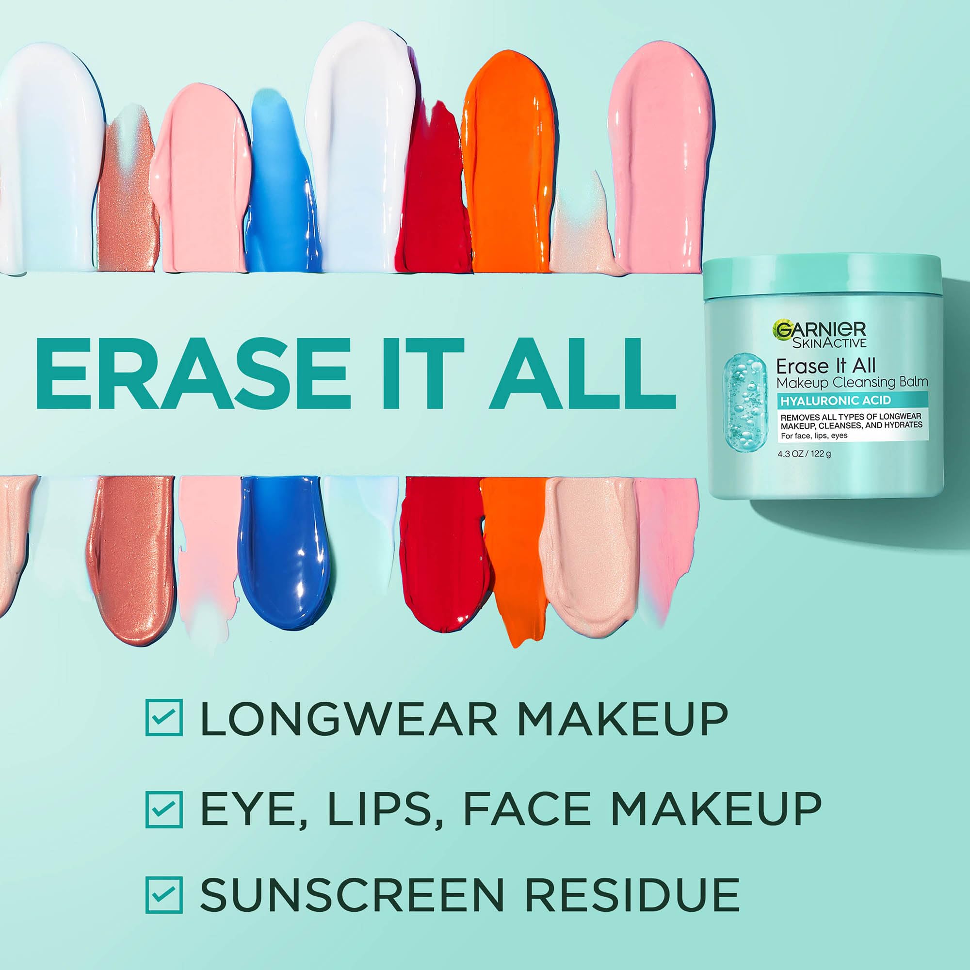 Garnier Erase It All Makeup Cleansing Balm with Hyaluronic Acid, Replumping Facial Cleanser and Makeup Remover, 4.2 Oz (Pack of 6)