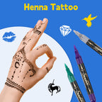 Suu66 Temporary Tattoo Markers Kit, Dual-End 16 Colors with 80 Stencils for Body Art | Skin-Safe, Washable, Cosmetic-Grade | for Kids & Adults