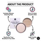 Narrative Cosmetics Makeup Brush Cleaner Soap with Silicone Scrubber Pad | Solid Cleanser for Brushes & Beauty Blenders | Vegan, Cruelty-Free, Avocado Jojoba Argan Oil, Vanilla Scent, 2.45 Oz