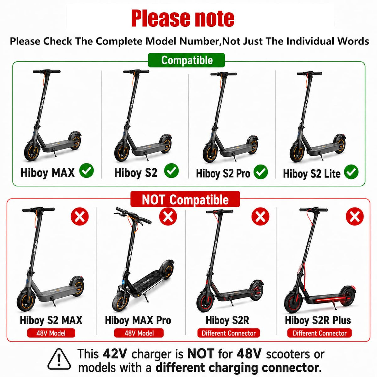 42V Replacement for Hiboy Electric Scooter Charger Compatible with Hiboy S2 Pro, S2 Lite, S2, KS4, KS4 Pro, NEX, NEX3, NEX5, Max, Max3, Max V2 Electric Scooter Foldable e-Scooter Power Supply