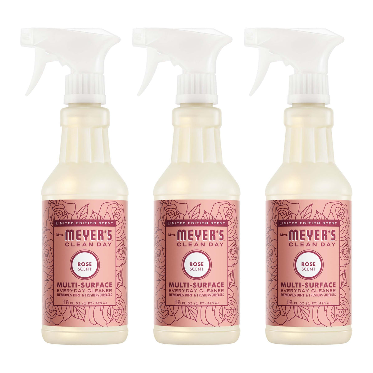 MRS. MEYER'S CLEAN DAY Multi-Surface Cleaner, Rose, 16 fl oz, 3 Pack