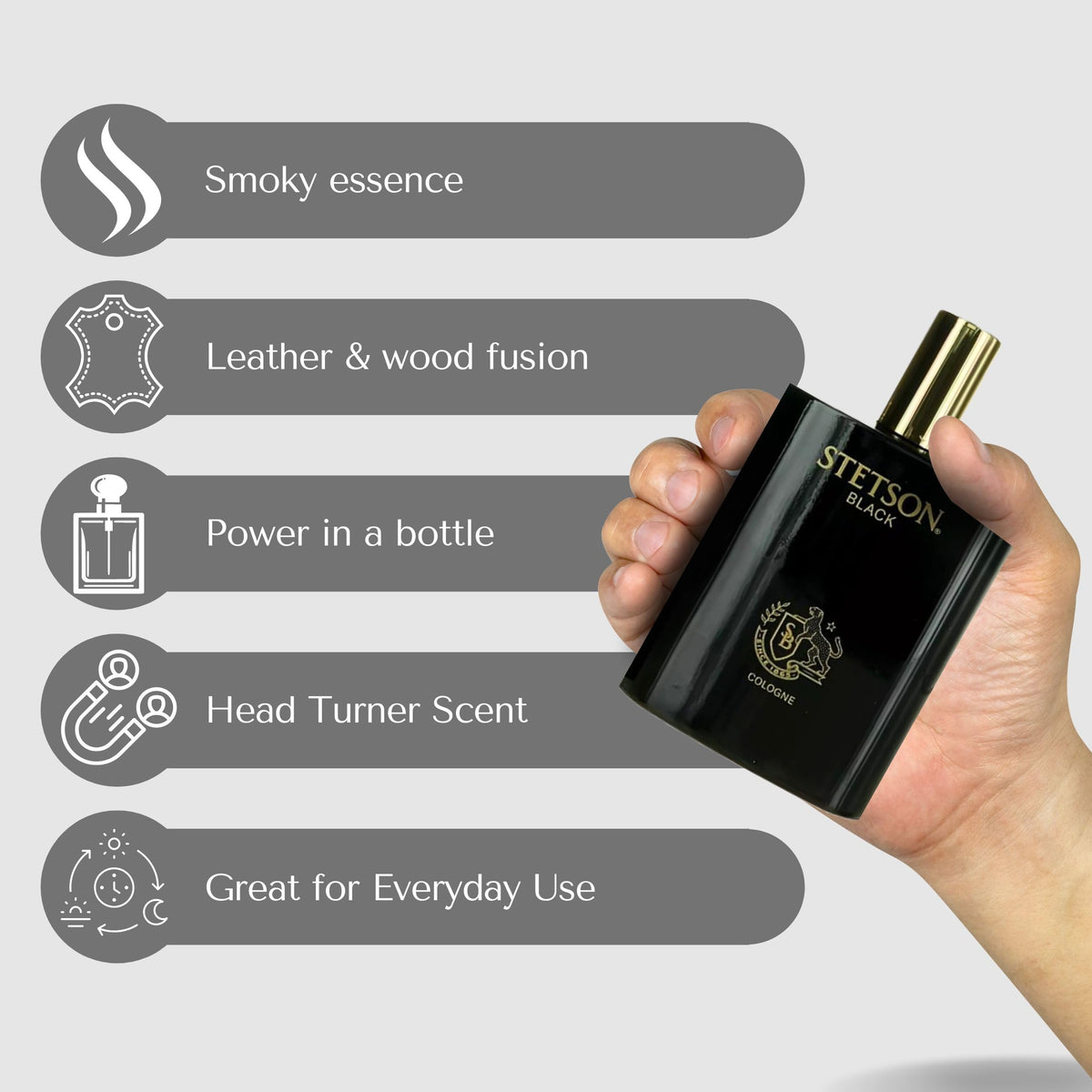 Stetson Black Cologne for Men Spray 3.4 Ounces
