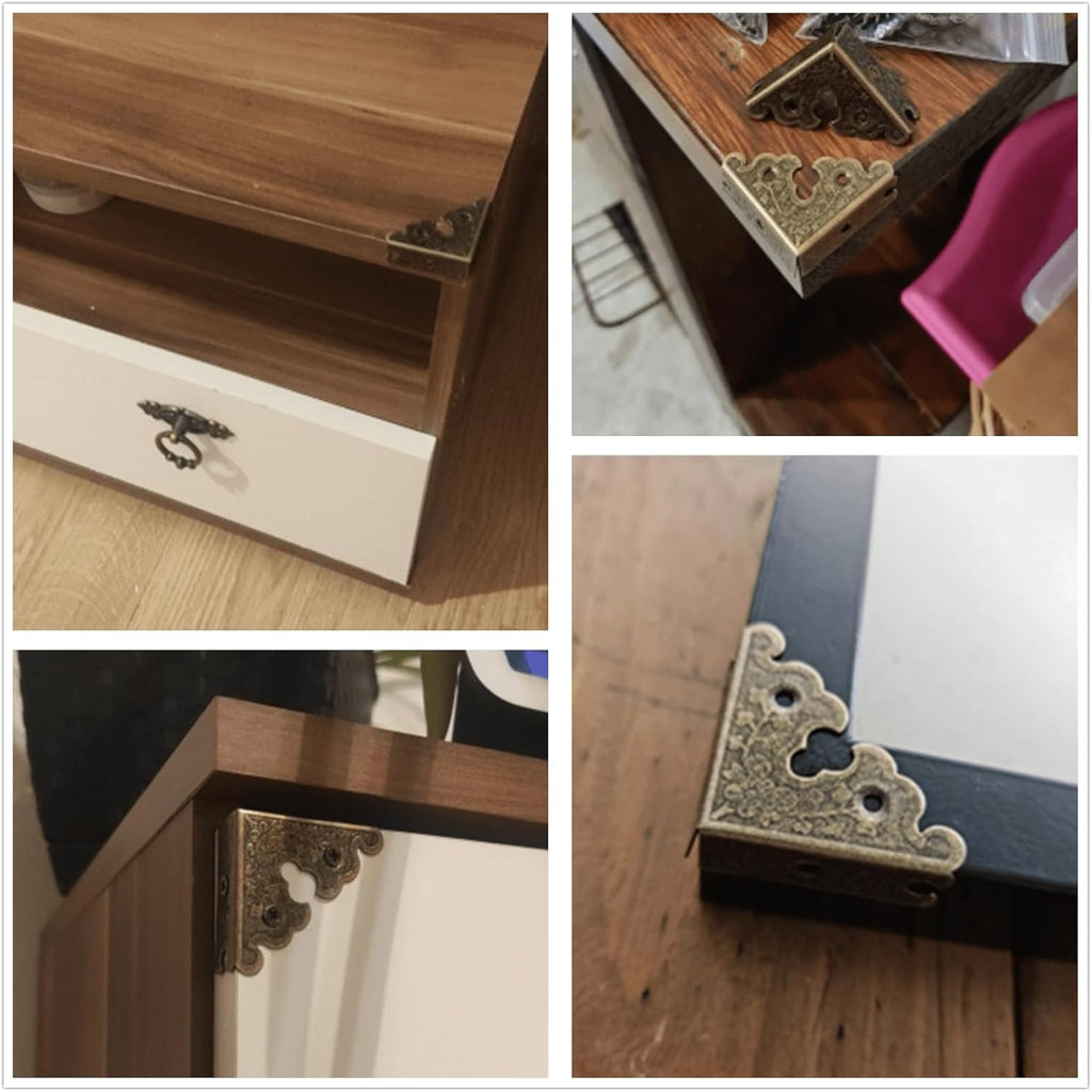 Buy now dophee 4Pcs Decorative Corner Protectors, Retro Style Edge Safety Guards Covers for Picture Frame Album Jewelry Box Gift Box Wooden Case Chest Tables Cabinet Furniture, 1.34"x1.34"-Antique Bronze at indiglob india