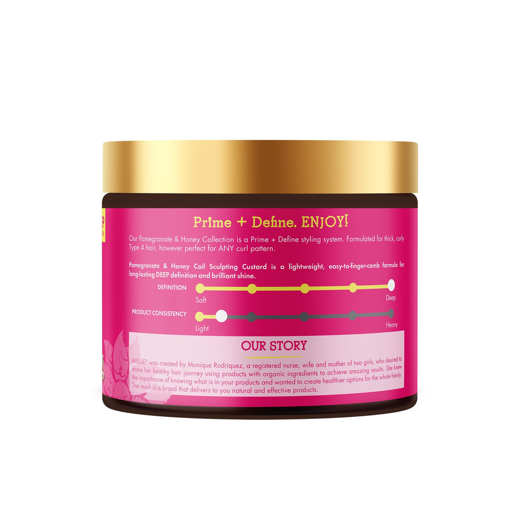 Mielle Organics Pomegranate & Honey Curl Cream - Coil Sculpting Custard for Type 4 Hair - Hydrates, Controls Frizz, Conditions & Adds Shine,12 Fl Oz