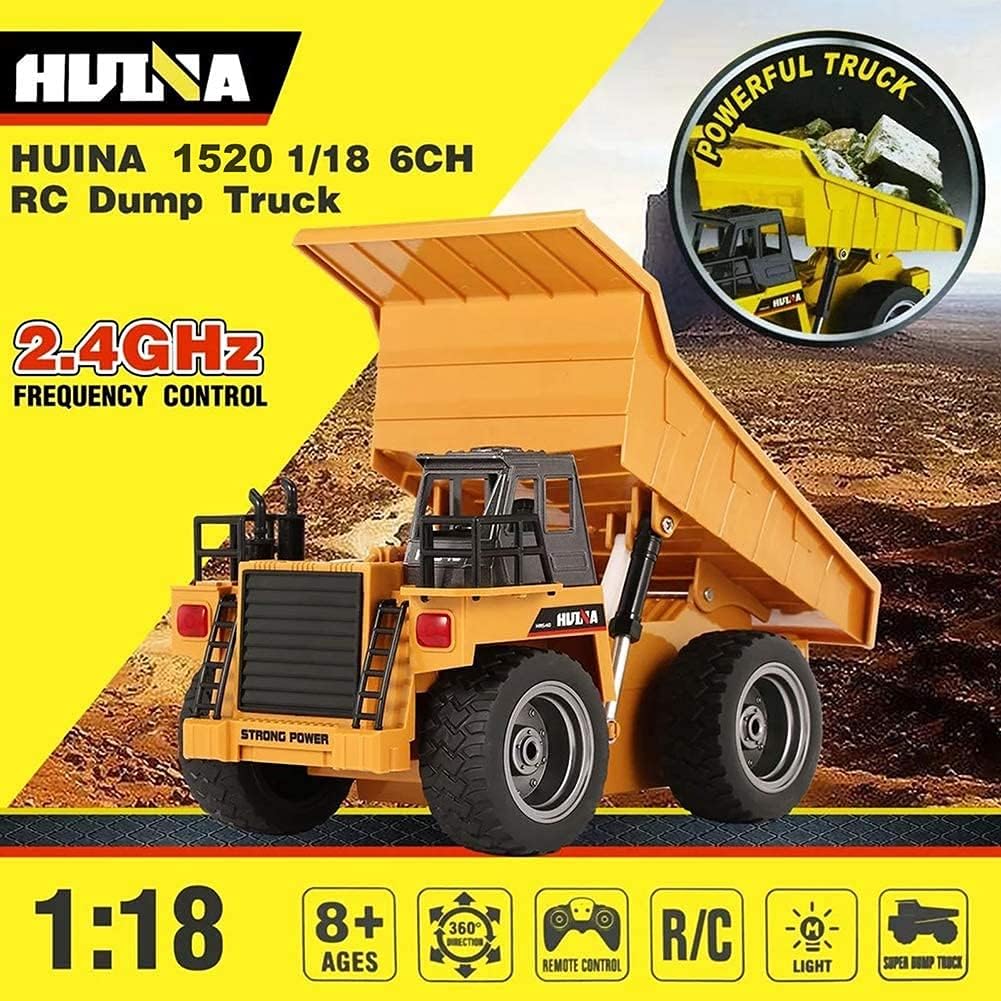 Buy now Remote Control Construction Dump Truck Toy 2.4G RC Truck 6 Channel Bulldozer 4 Wheel Driver Mine Construction Alloy Metal Vehicle Truck 1:18 with 2 Rechargeable Batteries for Boys Birthday Xmas Gift at indiglob india