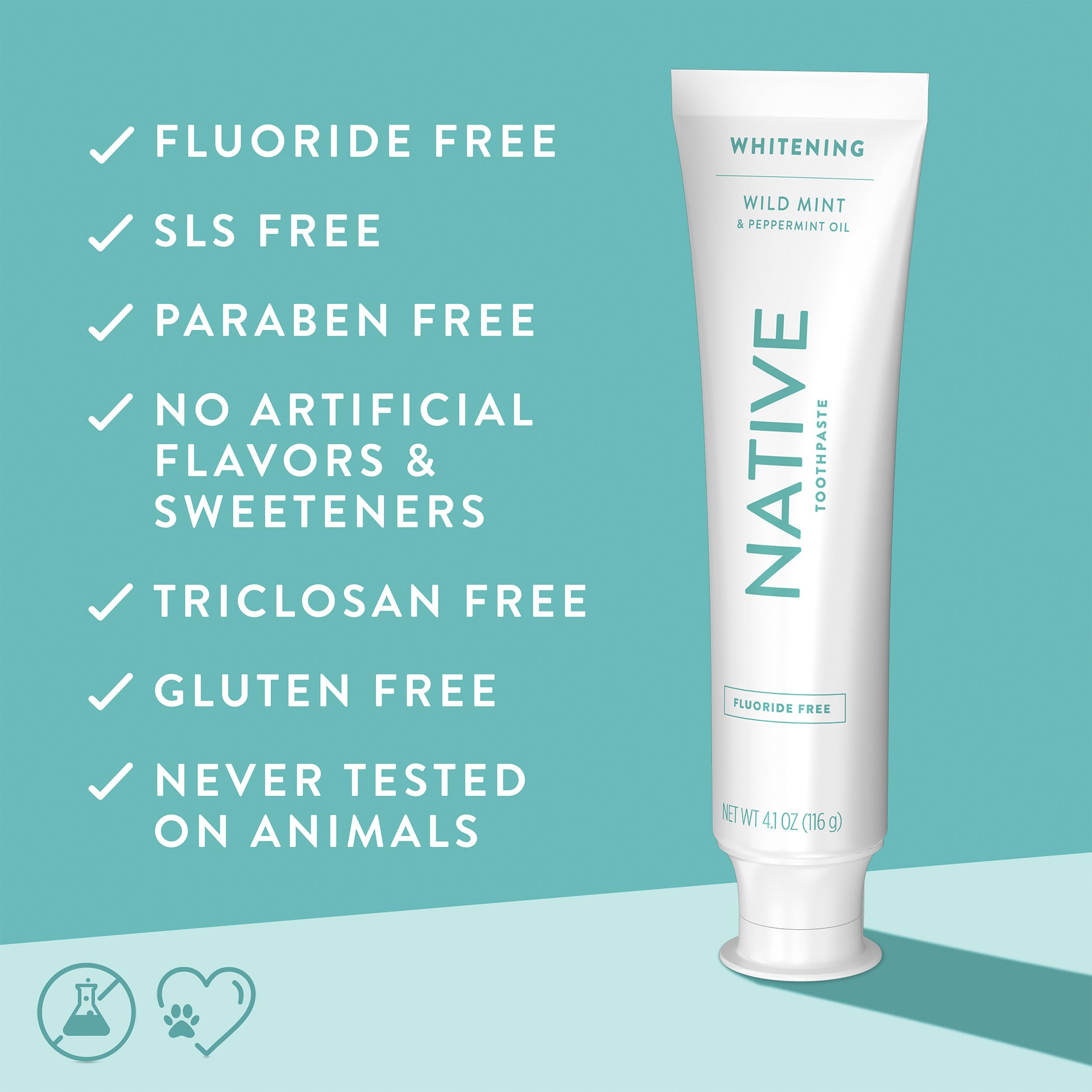 Buy now Native Fluoride Free Toothpaste, Whitening - for Adult, Kids 2+ Oral Care - Wild Mint & Peppermint Oil Flavor, 4.1oz (Pack of 3) at indiglob india