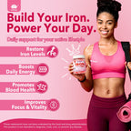 Iron Gummies for Women 25mg Plus Vitamin C, Beet Root, Vitamin B12, Folate for Iron Deficiency, Anemia, Energy Boost, Sugar Free Iron Supplement, Non-Constipating, No After Taste, 60 Cts