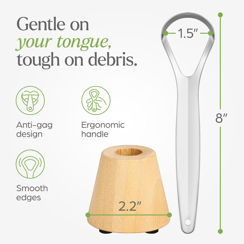 VIVAGO Stainless Steel Tongue Scraper for Adults with Holder