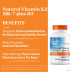 Doctor's Best Natural Vitamin K2 MK-7 Plus D3, Non-GMO, 60 Veg Caps