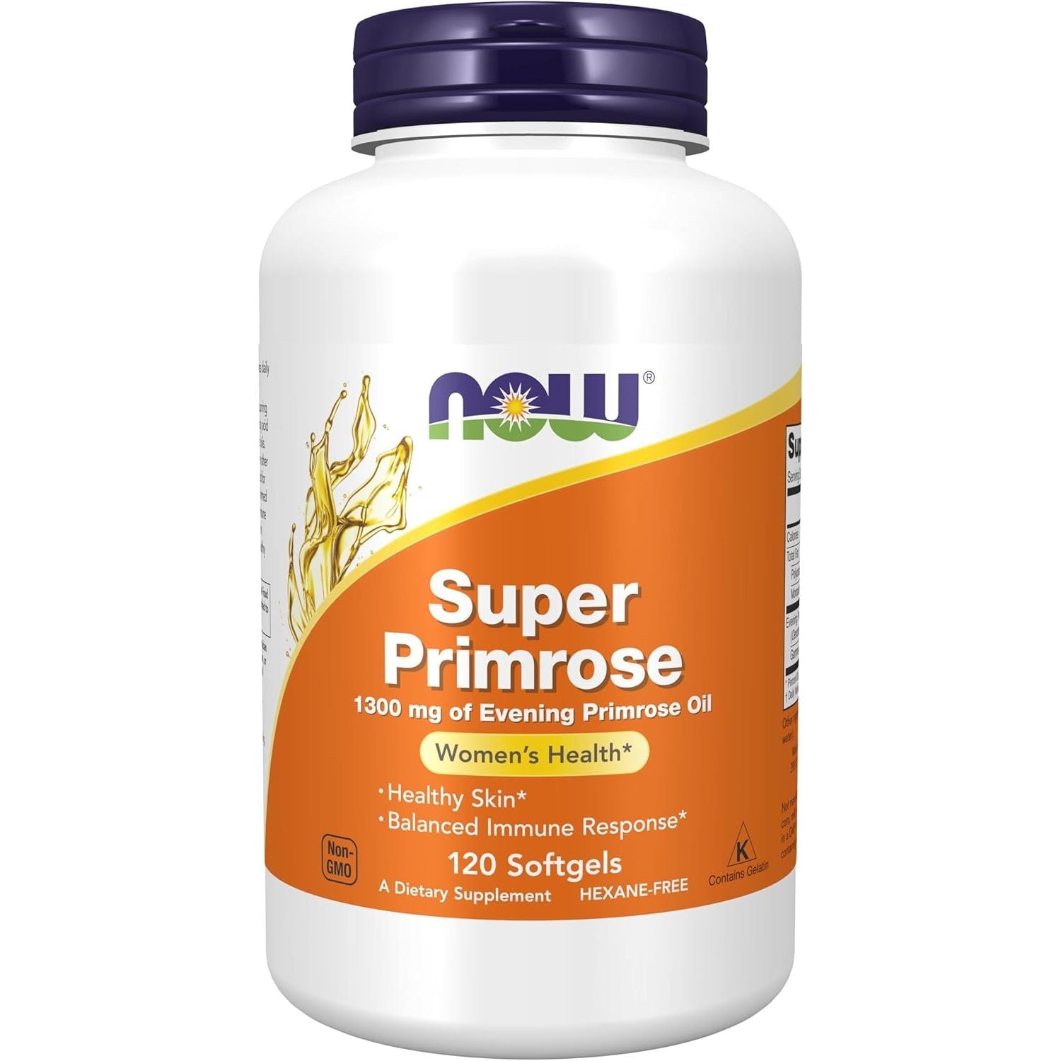 Buy now NOW Foods Supplements, Super Primrose 1300 mg with Naturally Occurring GLA (Gamma-Linolenic Acid), 120 Softgels at indiglob india
