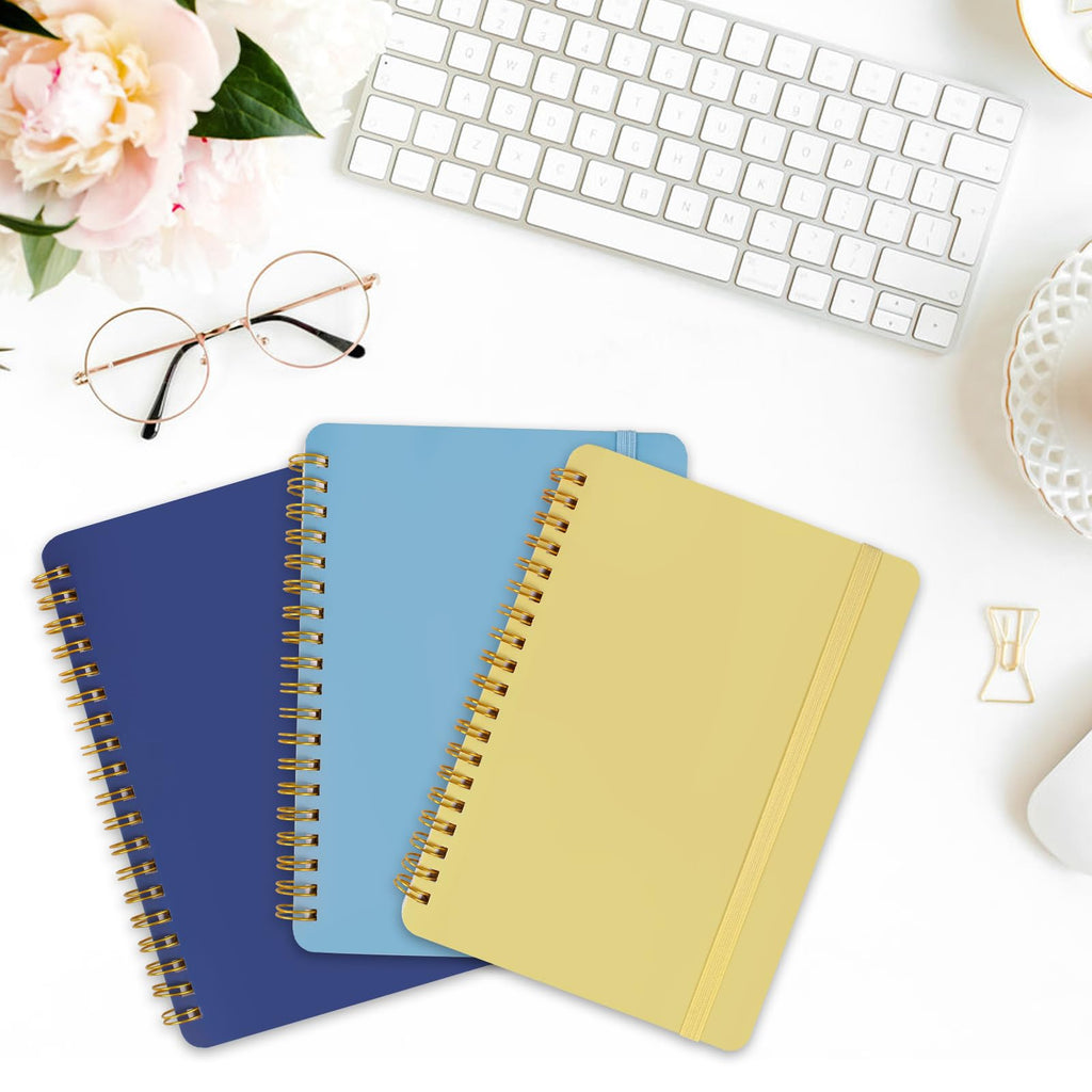 Utron 3 PCS Small Spiral Notebook 5x7, Notebooks for Note Taking, Blue Color Scheme Spiral Journal Notebook, Work Notebook Small Notebooks 5x7 with Strap, Cute Notebooks for Women 70 Sheets/Note Books