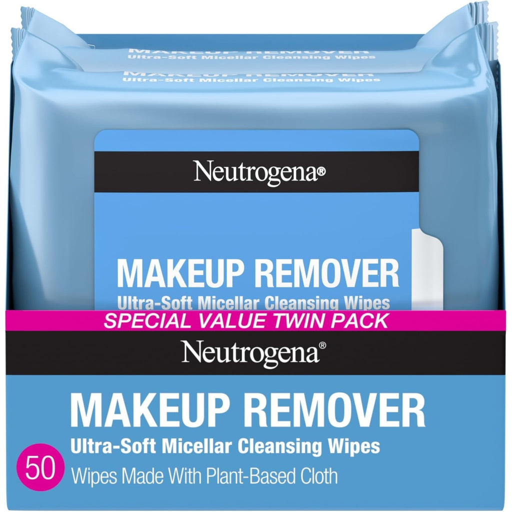 Neutrogena Makeup Remover Micellar Wipes, 2 Pack of 25 Ct