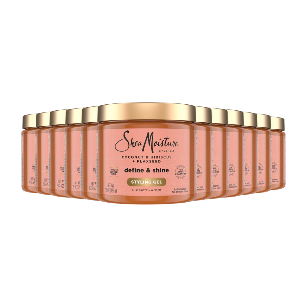 Shea Moisture Coconut & Hibiscus Define & Shine Styling Gel 15oz | For curly hair - hydrates, defines, and controls frizz with Coconut Oil, Flaxseed and Glycerin for lasting hold.
