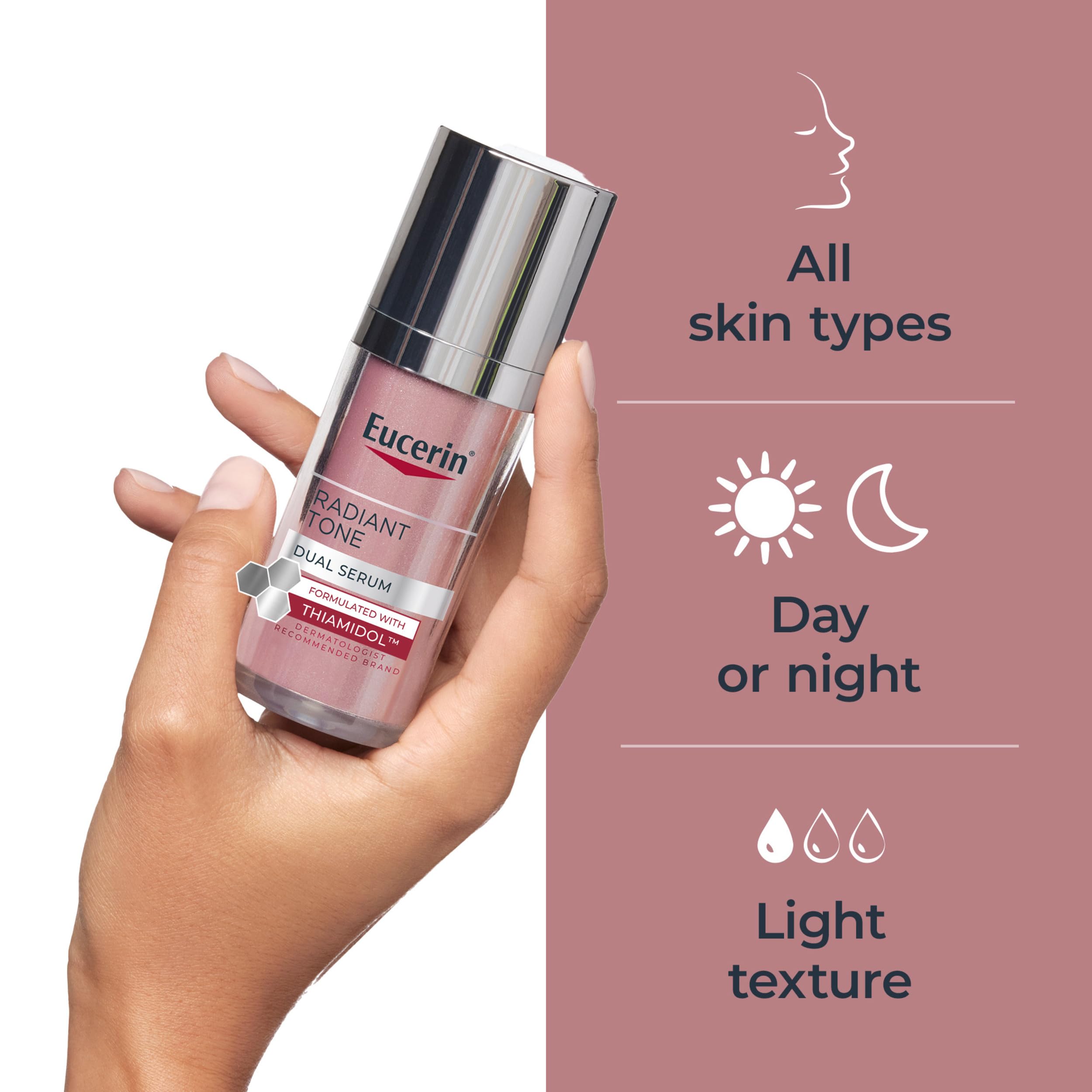 Eucerin Radiant Tone Dual Serum Dark Spot Corrector, Dark Spot Serum with Thiamidol and Hyaluronic Acid, 1 Fl Oz Bottle