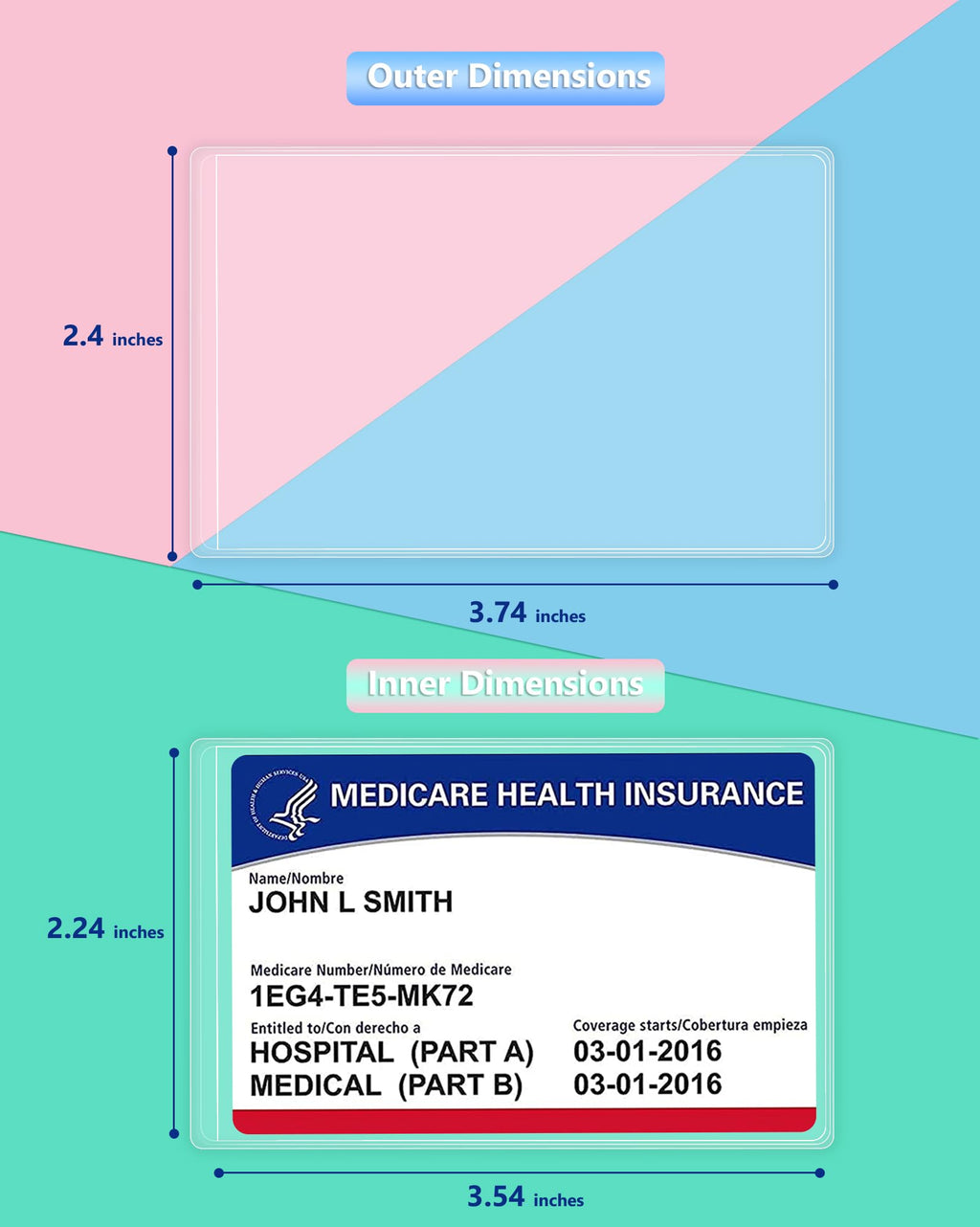 6 Pack New Medicare Card Holder Protector Sleeves，12Mil Clear PVC Waterproof Medical/Credit Card, Business/Social Security Card Protector