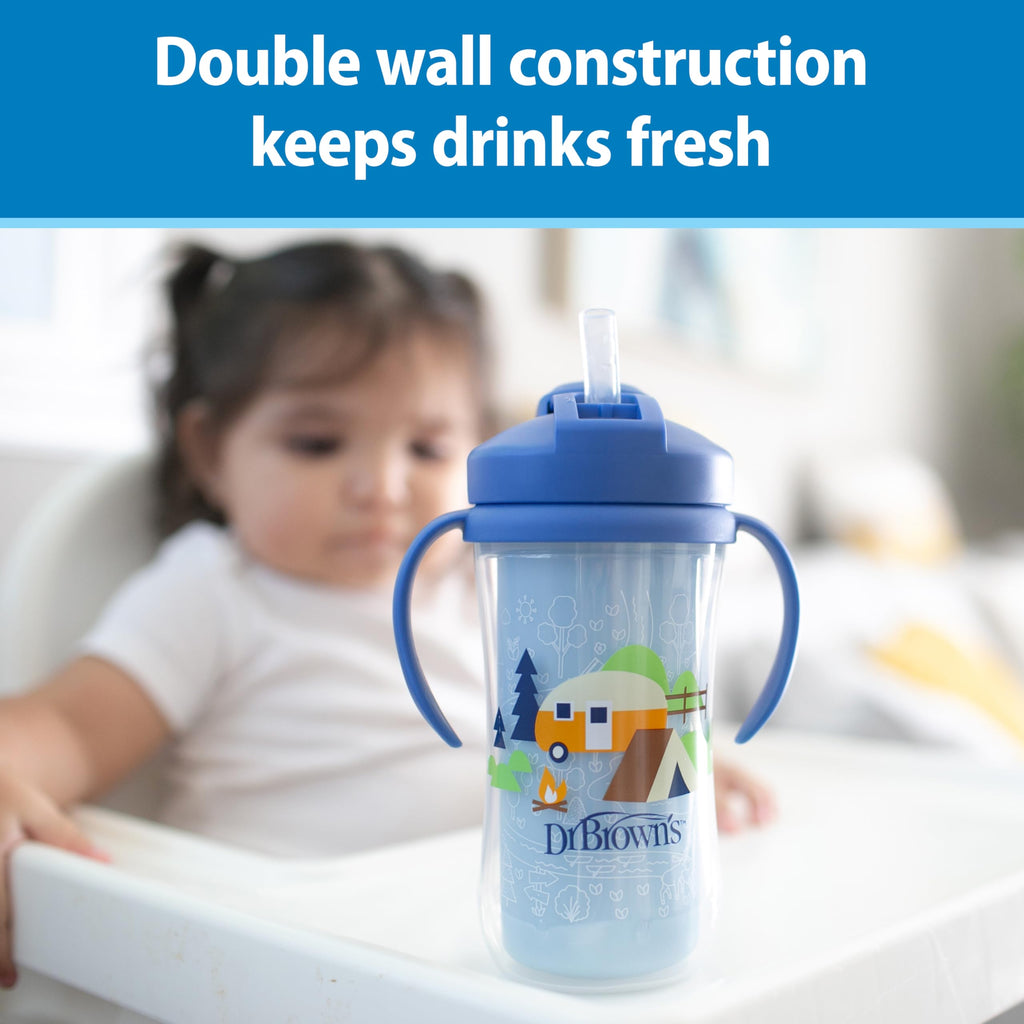 Dr. Brown's Milestones Insulated Sippy Cup, Blue & Green, 2-Pack