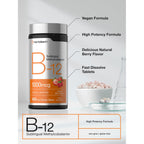 Horbaach Vitamin B12 1000 mcg Sublingual | 400 Fast Dissolve Tablets | Methylcobalamin Supplement for Women and Men | Berry Flavor | Vegan, Non-GMO, and Gluten Free