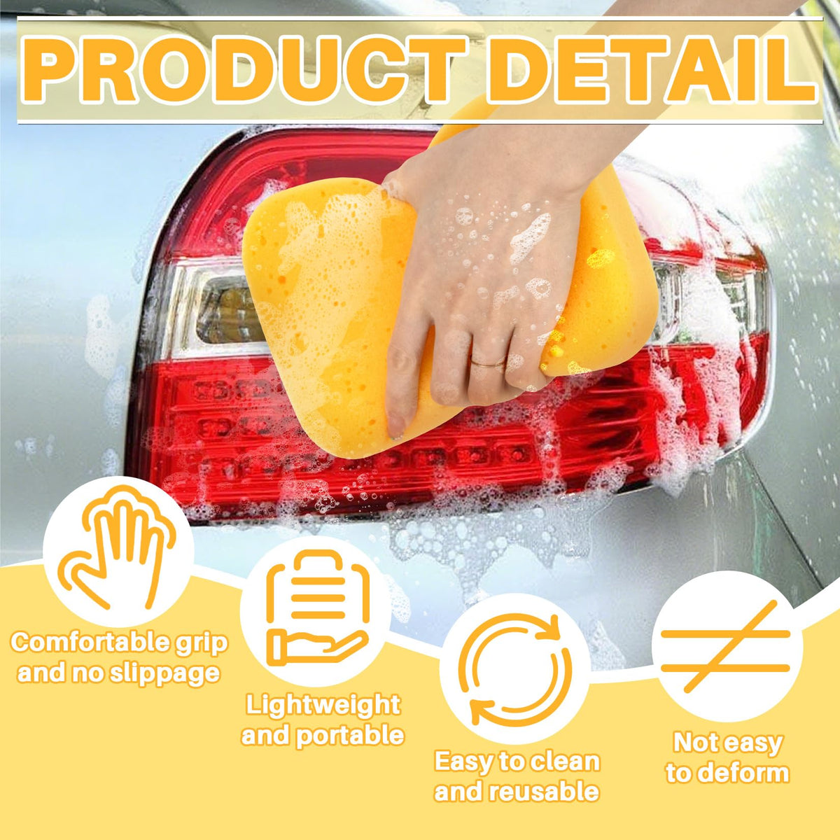 RAINFLOW Car Wash Sponge - 4PCS Large Sponge, Car Sponges for Washing