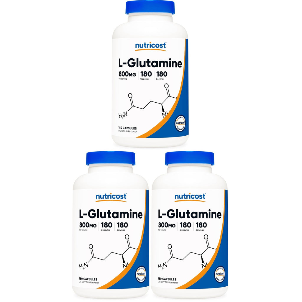 Nutricost L-Glutamine 800mg, 180 Capsules - Gluten Free, Non-GMO