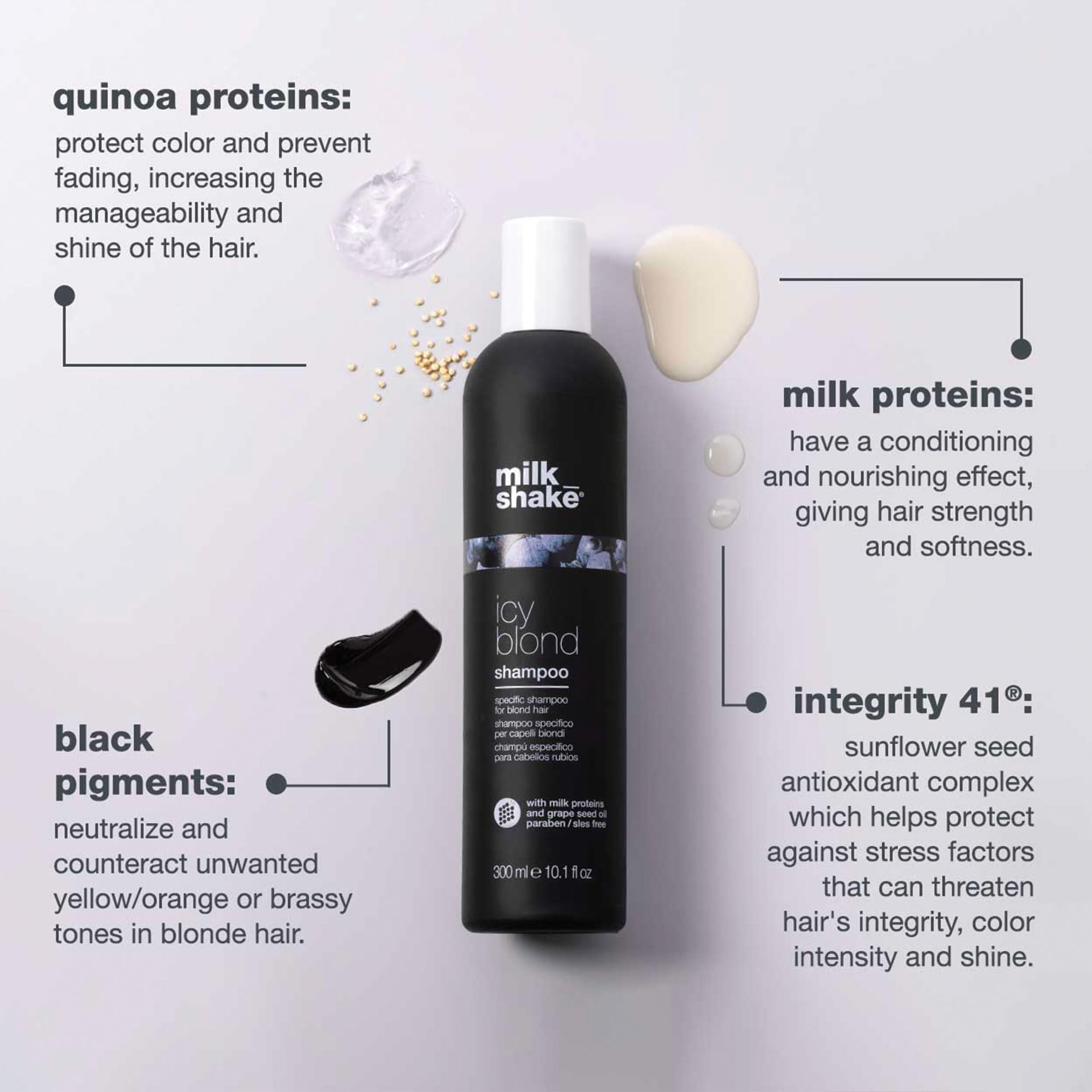 milk_shake Icy Blond Shampoo | Mutes Yellow Tones in Blond Hair