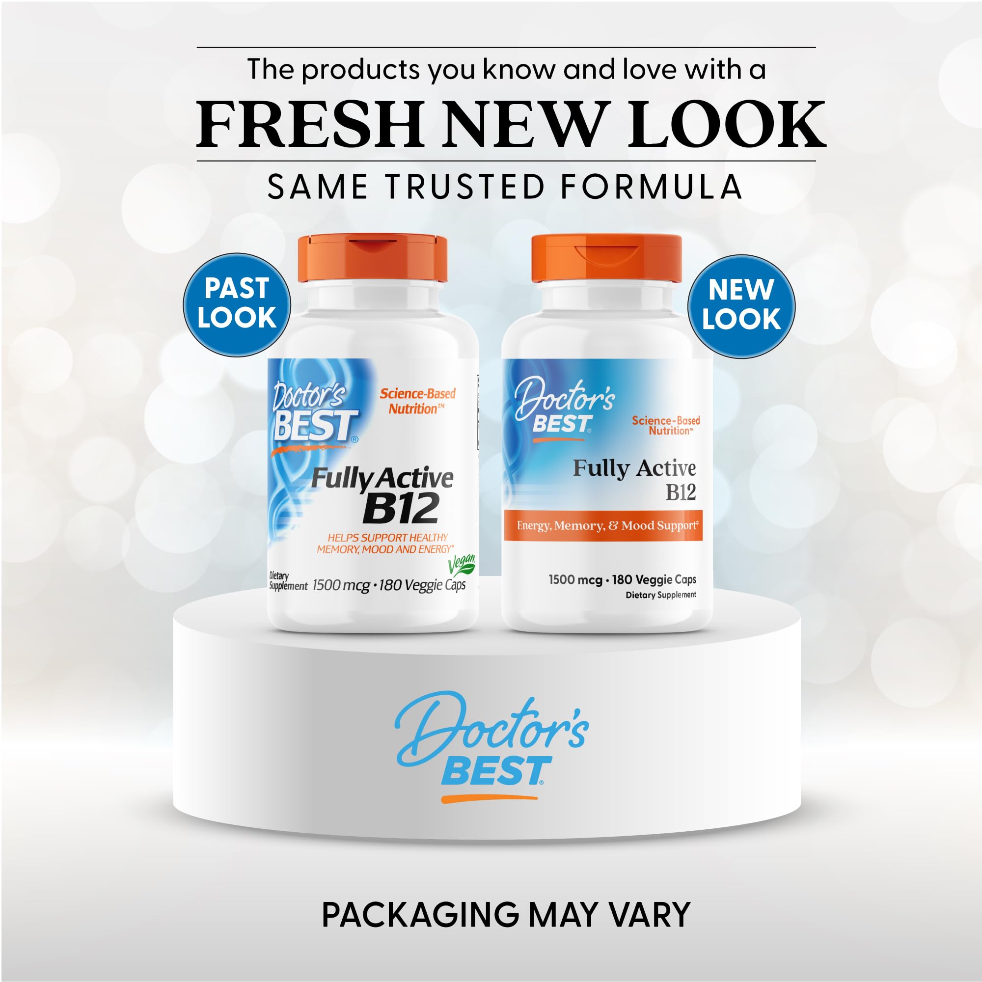 Doctor's Best Vitamin B12 Methylcobalamin for Men & Women - Vitamin B 12 Caps 1500 mcg, VIT B-12 Supplement, Vegan, Gluten Free, Non GMO, Fully Active - 180 Veg Capsules