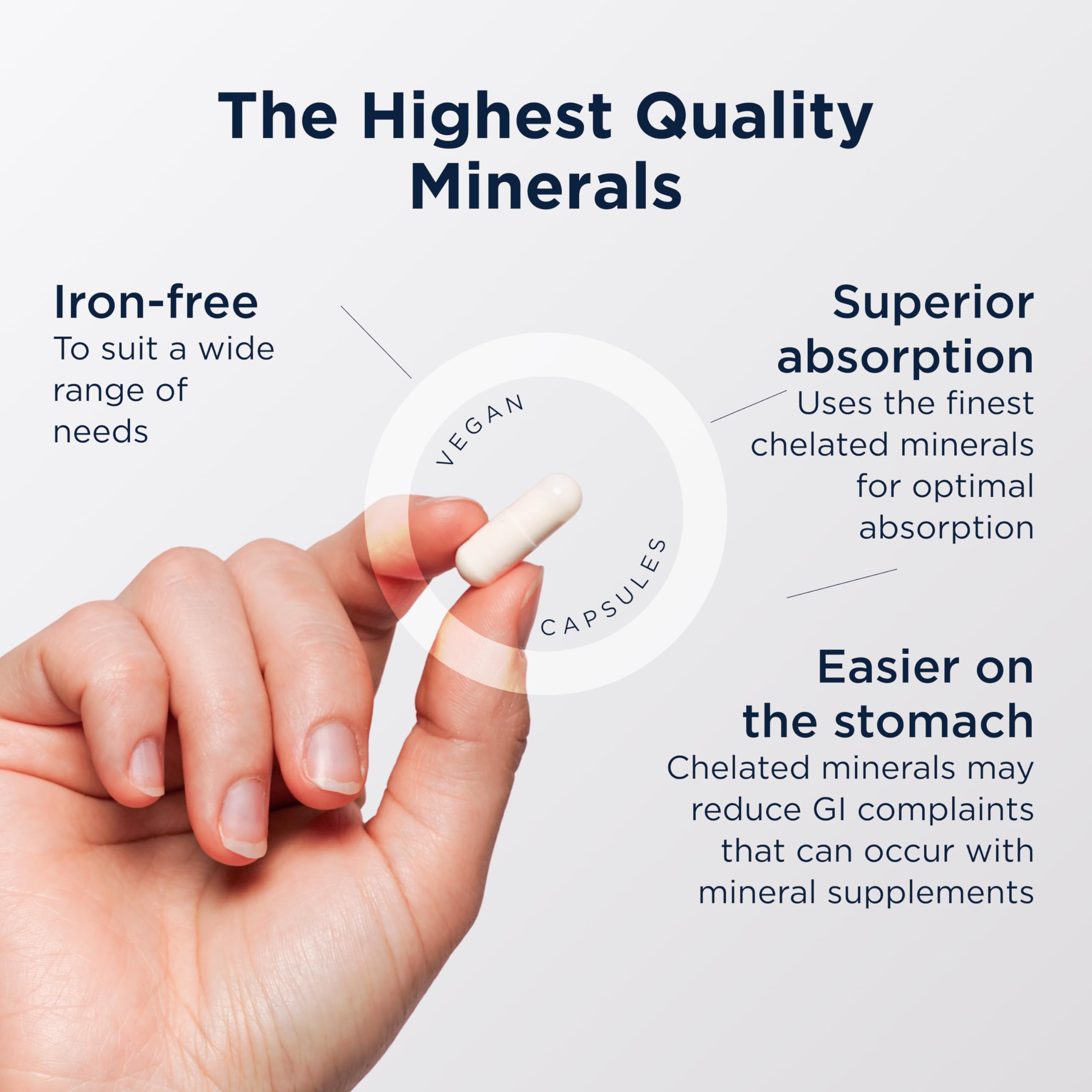 Designs for Health Complete Mineral Complex - Essential + Trace Minerals Supplement with Magnesium Malate, Chromium, Zinc + More - Iron-Free Multi Minerals Blend - Vegan + Gluten Free (90 Capsules)