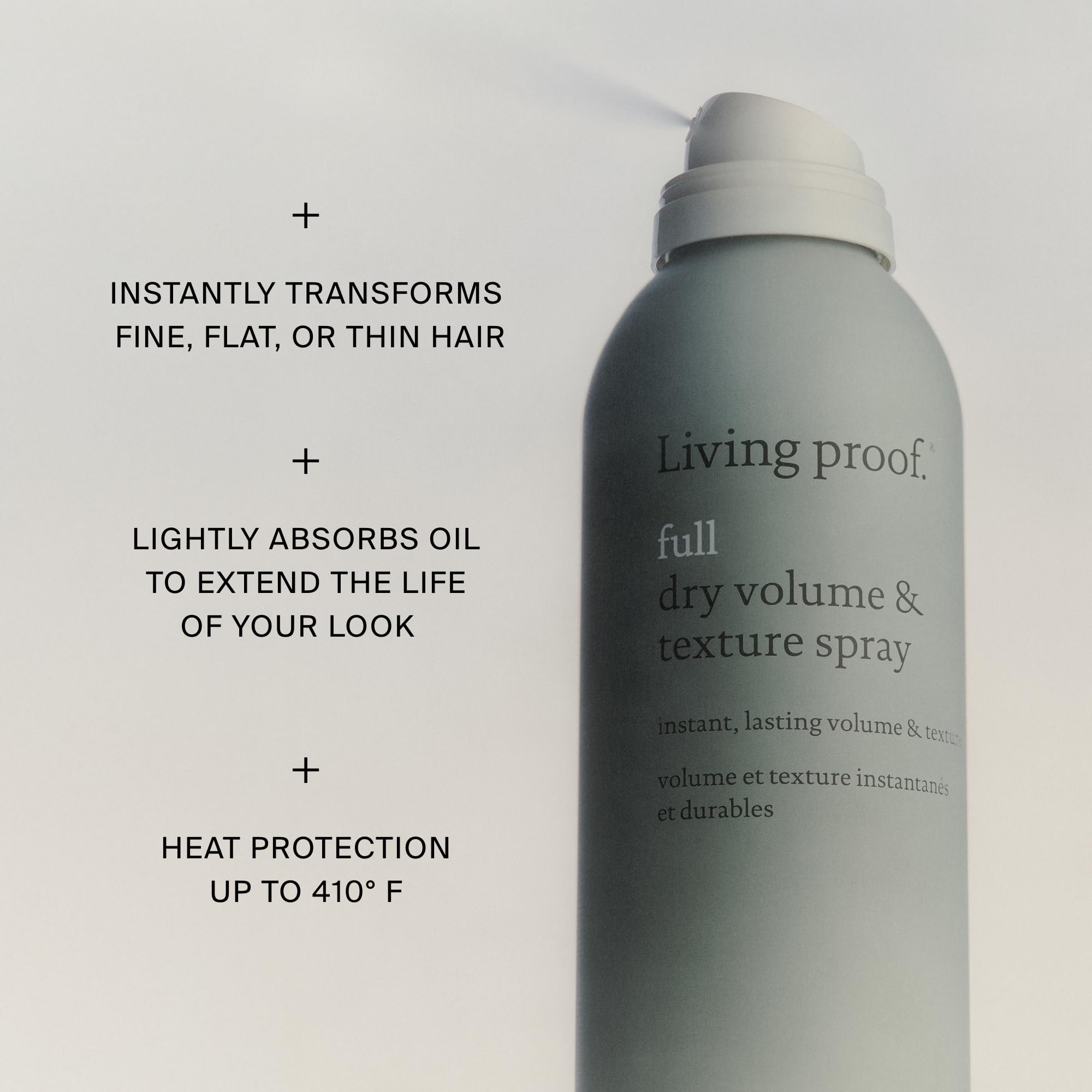 Living Proof Full Dry Volume & Texture Spray – Instant Volume, Texture, Oil Absorption, Heat Protection, Lightweight Hold for Fine or Flat Hair