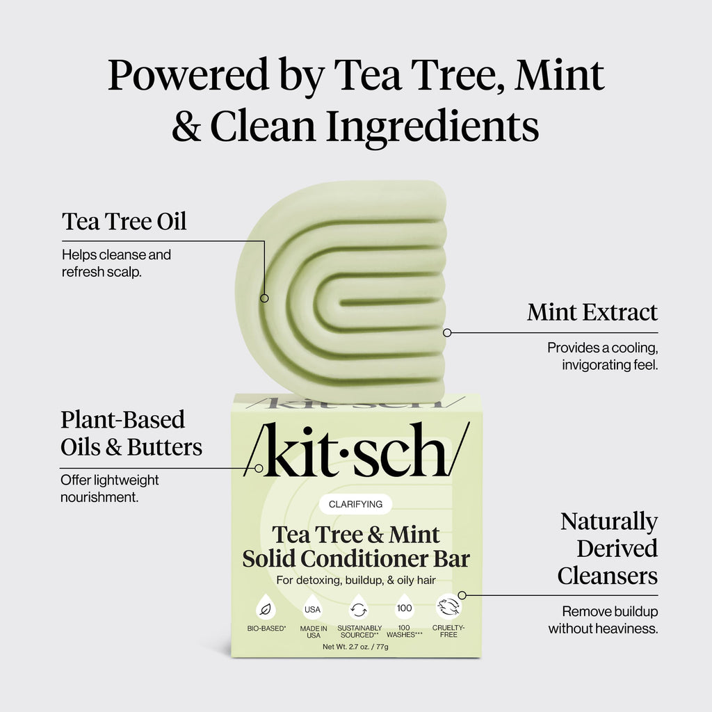 Buy now Kitsch Clarifying Tea Tree & Mint Conditioner Bar - Hair Conditioner for Scalp & Oil Control - Vegan Conditioner for Women and Men, Color-Safe, Sustainable Hair Care - Made in USA, 2.7 oz at indiglob india