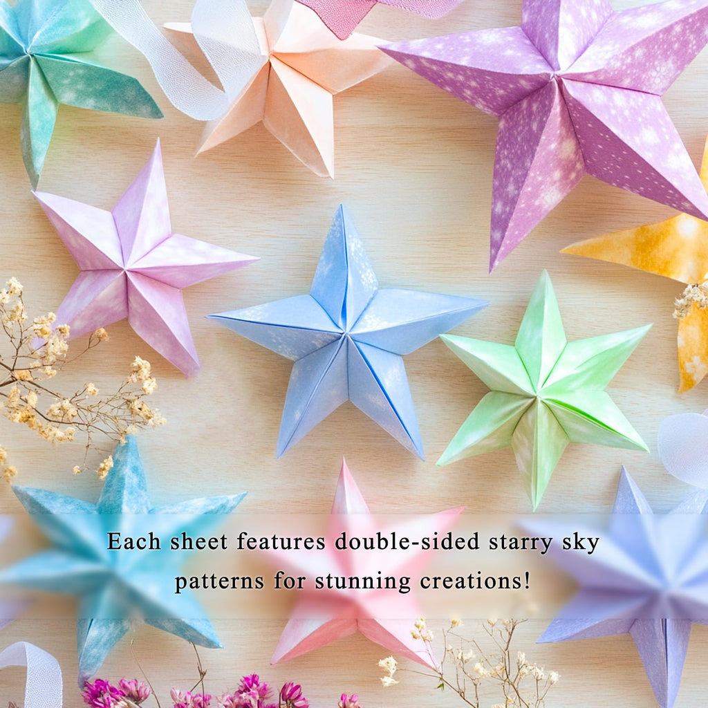 200 Sheets Origami Paper, Fantasy Starry Sky Origami Paper Double Sided,10 Designs Origami Kit Squares for Scrapbook Decor, Folding Crafts Kids DIY School Arts Crafts Projects(3.74*3.74in)