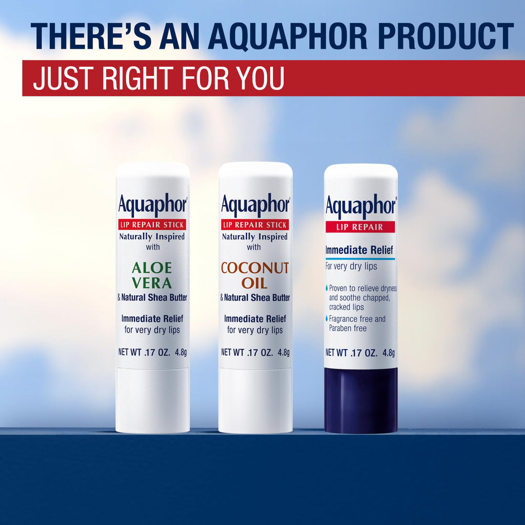 Aquaphor Naturally Inspired Lip Repair Stick with Coconut Oil, 0.17 OZ | Coconut Oil Lip Balm with Shea Butter Immediately Relieves Dryness, Dye, Preservative and Fragrance Free