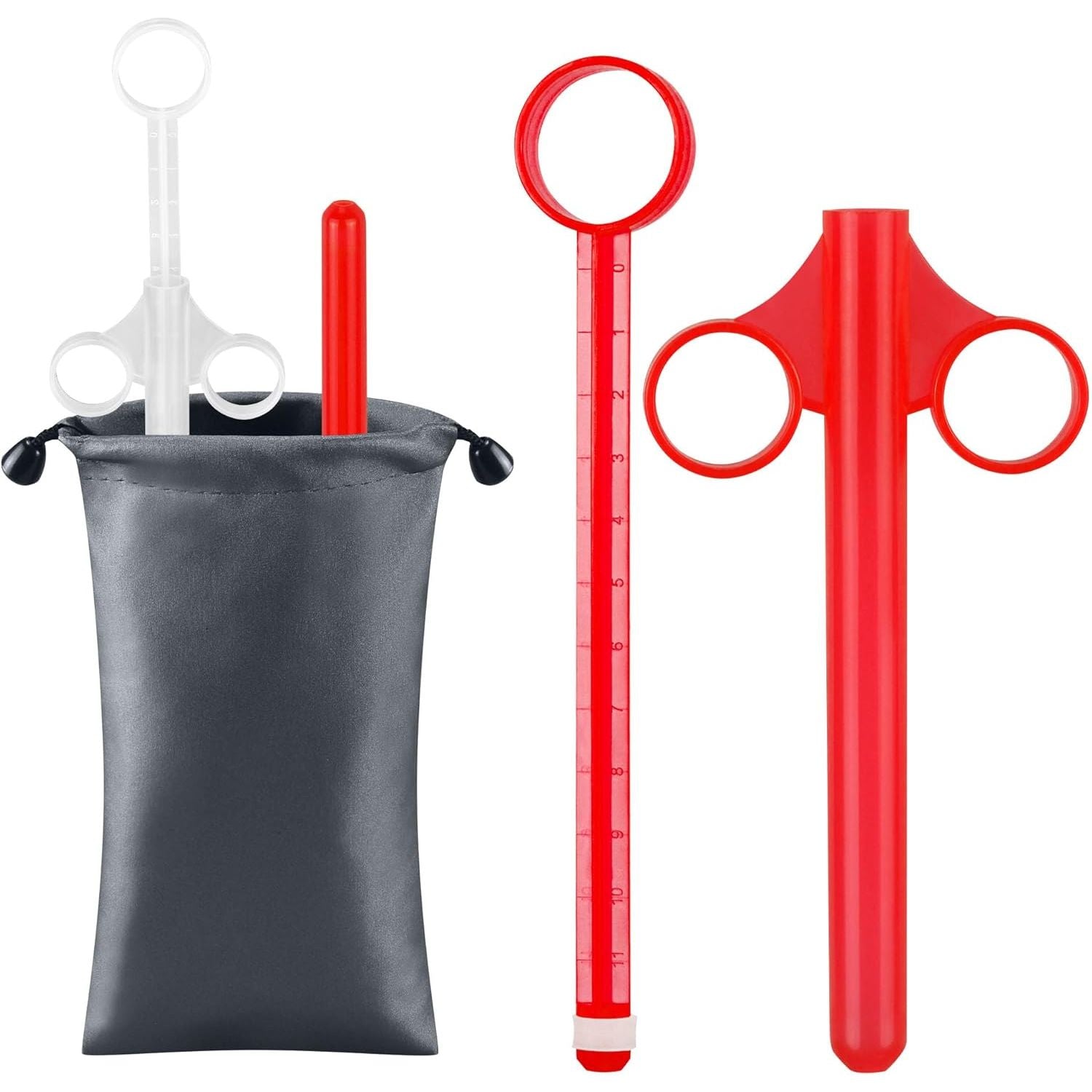 Buy now [2Pack+Storage Bag] Lube Applicator Syringe with 10ml Precise Scales, 6.5" Anal Lube Shooter with Air-Proof Silicone Cap Reusable Lubricant Tube Applicator for Women, Men & Couples, Black Clear Red at indiglob india