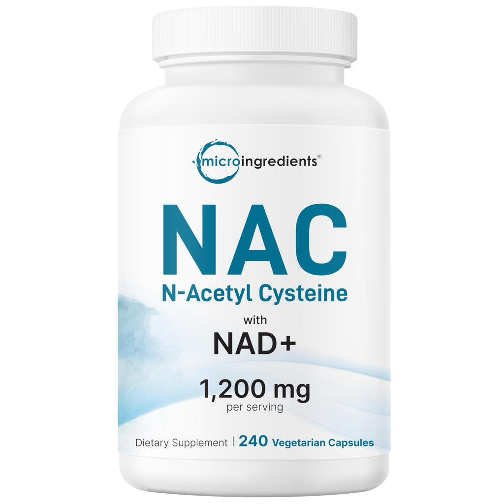 Micro Ingredients NAC with NAD+, 1200mg Per Serving, 240 Veggie Capsules