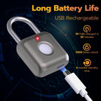 Buy now Pothunder Fingerprint Smart Padlock Lock, Biometric Metal Keyless Thumbprint Lock, Waterproof, USB Rechargeable, for Gym Locker, School Locker, Luggage, Backpack, Suitcase(Gray) at indiglob india