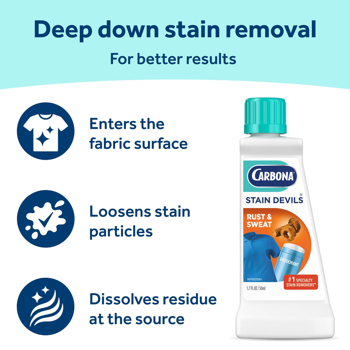 Carbona Stain Devils #9 (1.7 Fl Oz), Targeted Spot Cleaner for Rust & Perspiration Stains, Safe on Skin & Washable Fabrics