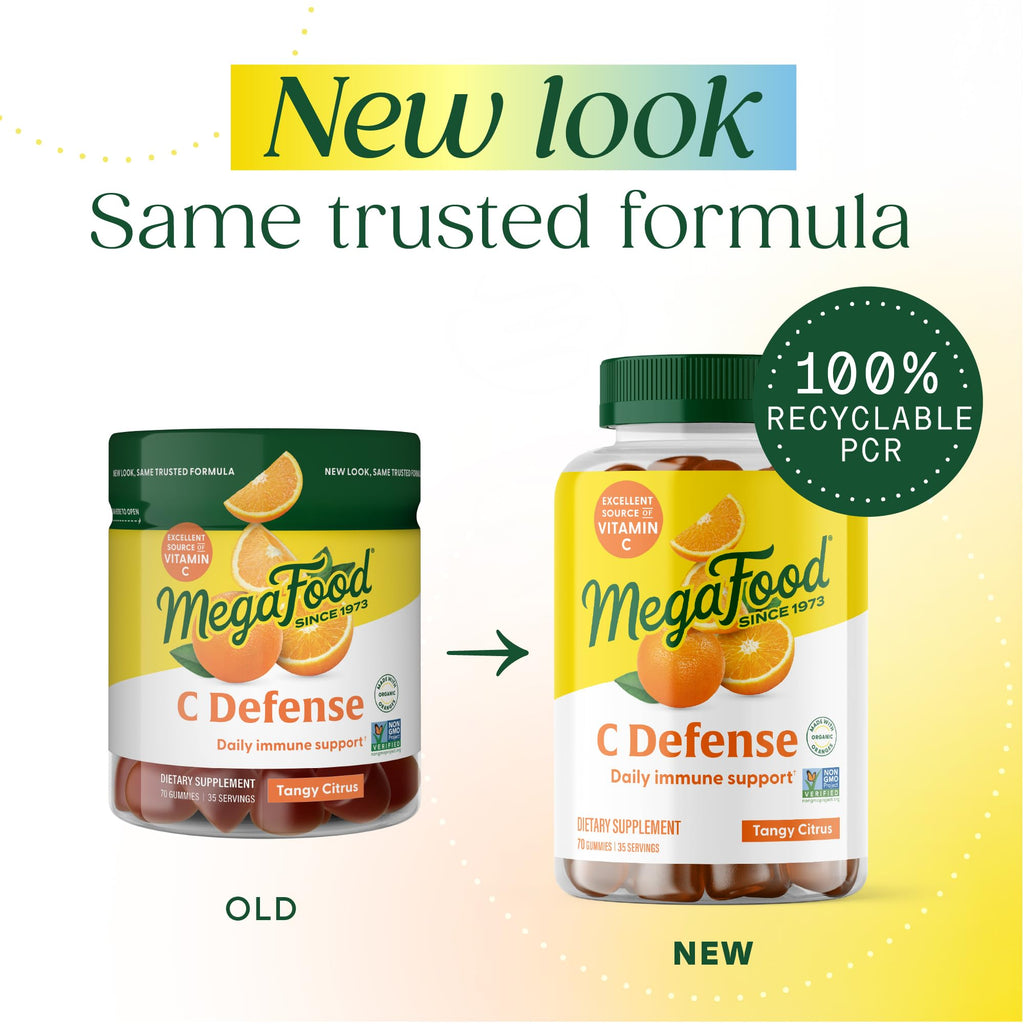 MegaFood C Defense Vitamin C Gummies, Immune Support, Tangy Citrus, 70 Ct
