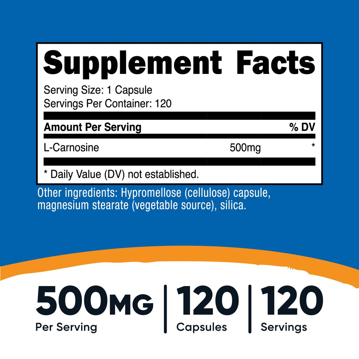 Nutricost L-Carnosine 500mg, 120 Capsules - Gluten Free & Non-GMO